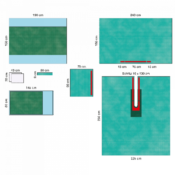 УНИВЕРСАЛЬНЫЙ КОМПЛЕКТ ОПЕРАЦИОННОГО БЕЛЬЯ С ПРОСТЫНЕЙ С ВЫРЕЗОМ image