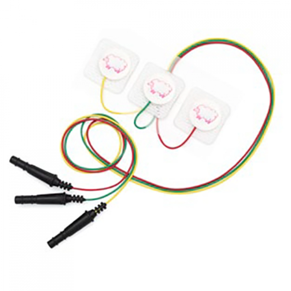 ЭКГ ЭЛЕКТРОДЫ НЕОНАТАЛЬНЫЕ НА НЕТКАНОЙ ОСНОВЕ С ТВЕРДЫМ ГЕЛЕМ ЦВЕТНЫЕ ПРОВОДА 22Х22 ММ image