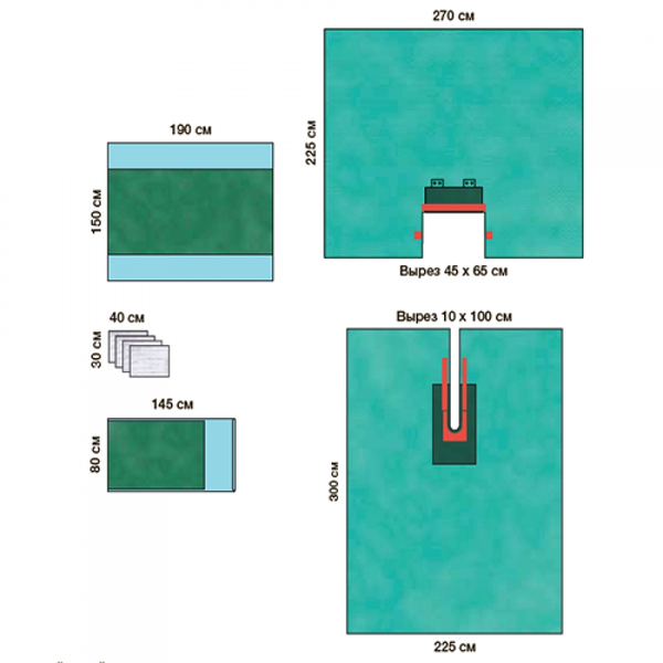 УНИВЕРСАЛЬНЫЙ КОМПЛЕКТ ОПЕРАЦИОННОГО БЕЛЬЯ С ПРОСТЫНЕЙ С ВЫРЕЗОМ 2 image