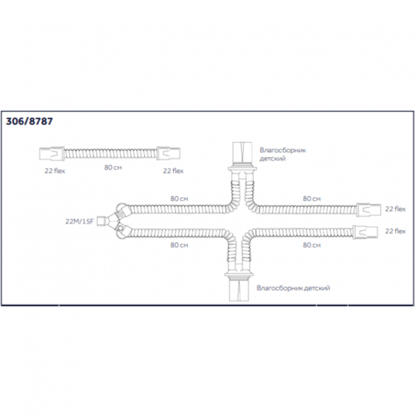 ДЫХАТЕЛЬНЫЕ КОНТУРЫ ПВХ ПЕДИАТРИЧЕСКИЕ ДЛЯ ИВЛ С ВЛАГОСБОРНИКАМИ image
