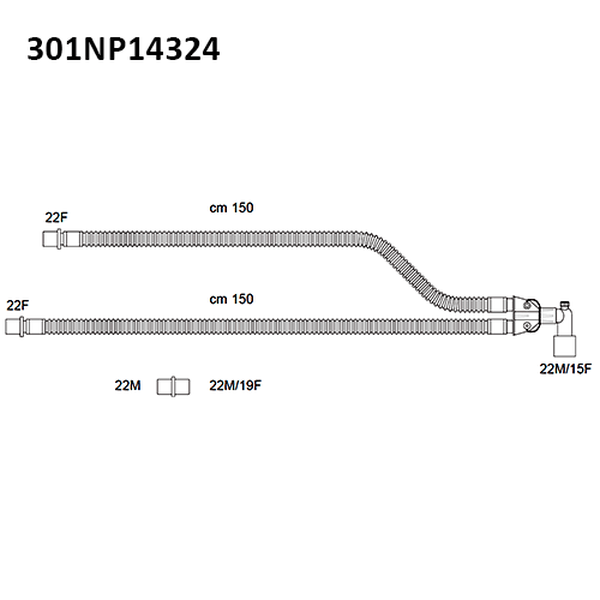 ДЫХАТЕЛЬНЫЕ КОНТУРЫ ГОФРИРОВАННЫЕ ВЗРОСЛЫЕ ДЛЯ ИВЛ БЕЗ ВЛАГОСБОРНИКОВ image