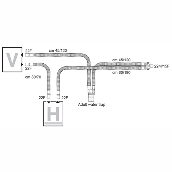 ДЫХАТЕЛЬНЫЕ КОНТУРЫ РАСТЯЖИМЫЕ ВЗРОСЛЫЕ ДЛЯ ИВЛ С ВЛАГОСБОРНИКОМ НА ВЫДОХЕ image
