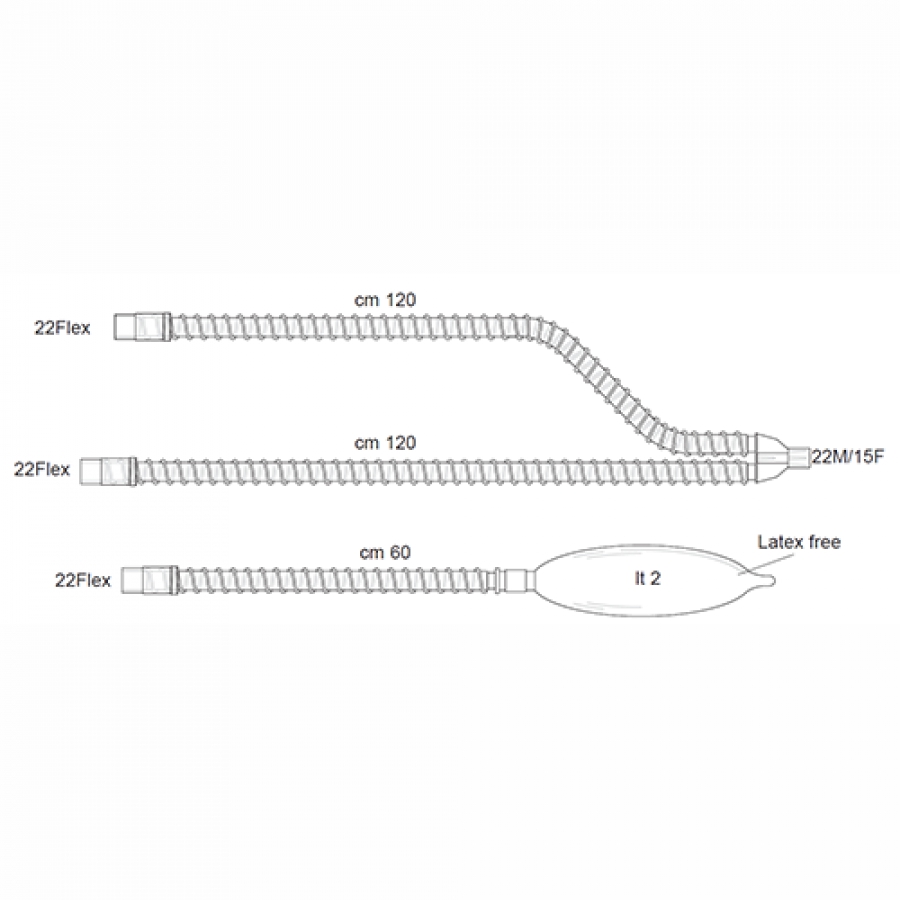 ДЫХАТЕЛЬНЫЕ КОНТУРЫ ПВХ ВЗРОСЛЫЕ АНЕСТЕЗИОЛОГИЧЕСКИЕ С ПРИНАДЛЕЖНОСТЯМИ