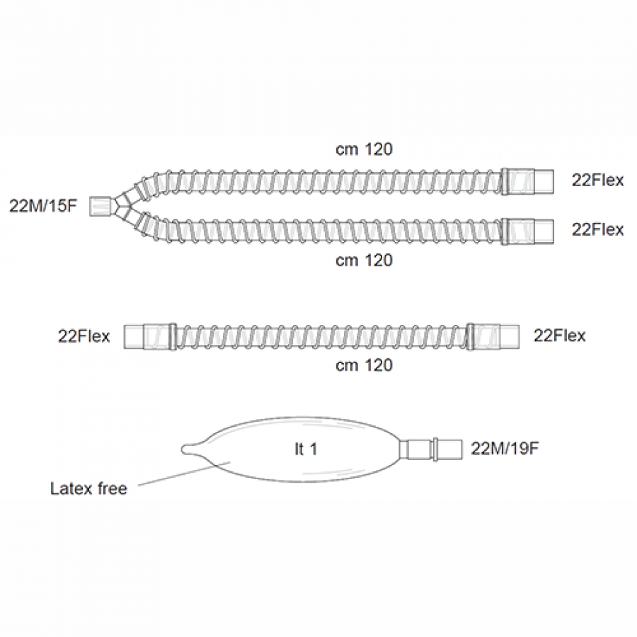 ДЫХАТЕЛЬНЫЕ КОНТУРЫ ПЕДИАТРИЧЕСКИЕ АНЕСТЕЗИОЛОГИЧЕСКИЕ С ПРИНАДЛЕЖНОСТЯМИ