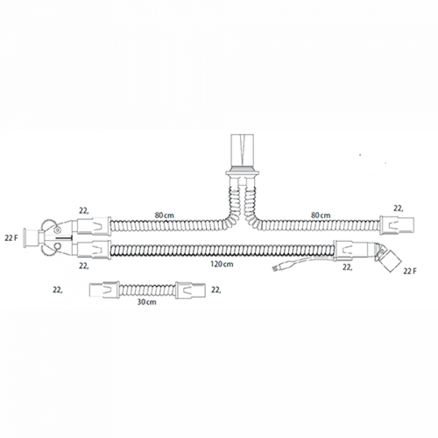 ДЫХАТЕЛЬНЫЕ КОНТУРЫ ПВХ ВЗРОСЛЫЕ ДЛЯ ИВЛ С ПОДОГРЕВОМ ЛИНИИ ВДОХА ДЛЯ FP850