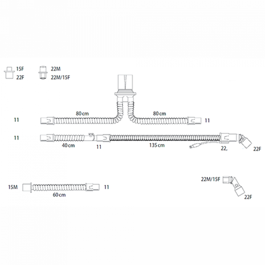 ДЫХАТЕЛЬНЫЕ КОНТУРЫ НЕОНАТАЛЬНЫЕ ДЛЯ ИВЛ С ПОДОГРЕВОМ ЛИНИИ ВДОХА